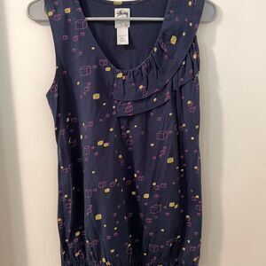 Vintage Stussy Women's Navy and Blue Blouse from the 00's